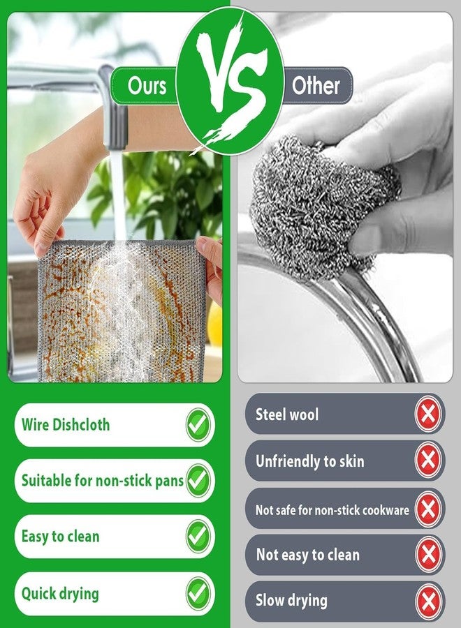 Crasts Multipurpose Wire Dishwashing Rags for Wet and Dry Stainless Steel, Scrubber Non-Scratch Wire Dishcloth for Washing Dishes Sinks Counters (Pack of 6) - Image 2